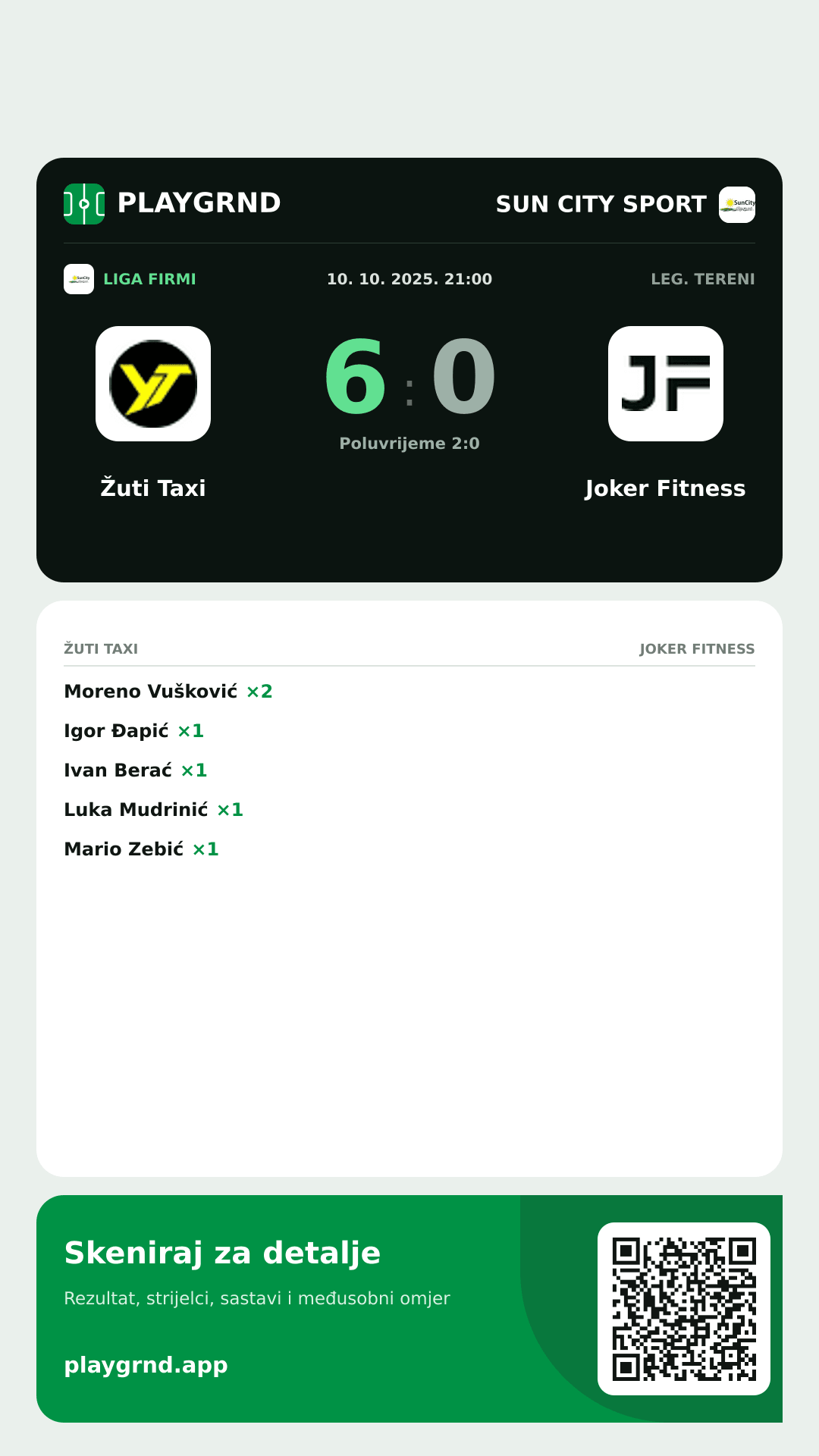 Story slika: Žuti Taxi 6:0 Joker Fitness