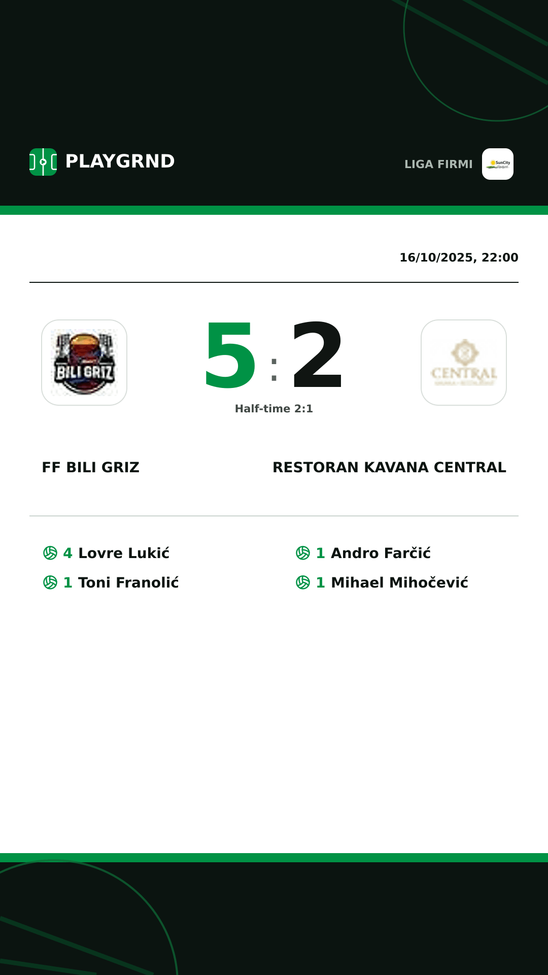 Instagram artwork: FF Bili Griz 5:2 Restoran Kavana Central