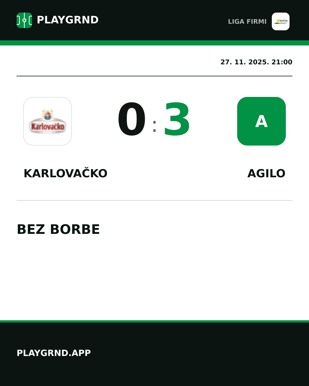 Instagram slika: Karlovačko 0:3 Agilo