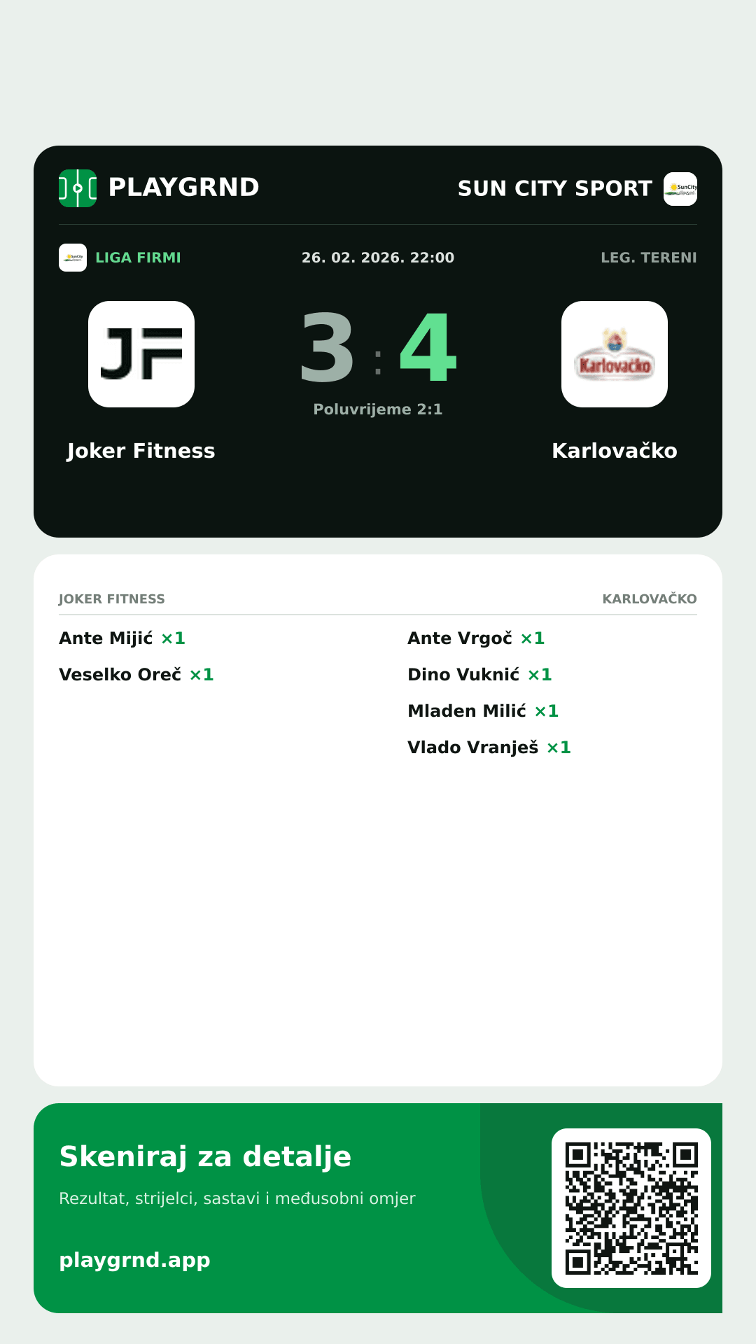 Story image: Joker Fitness 3:4 Karlovačko