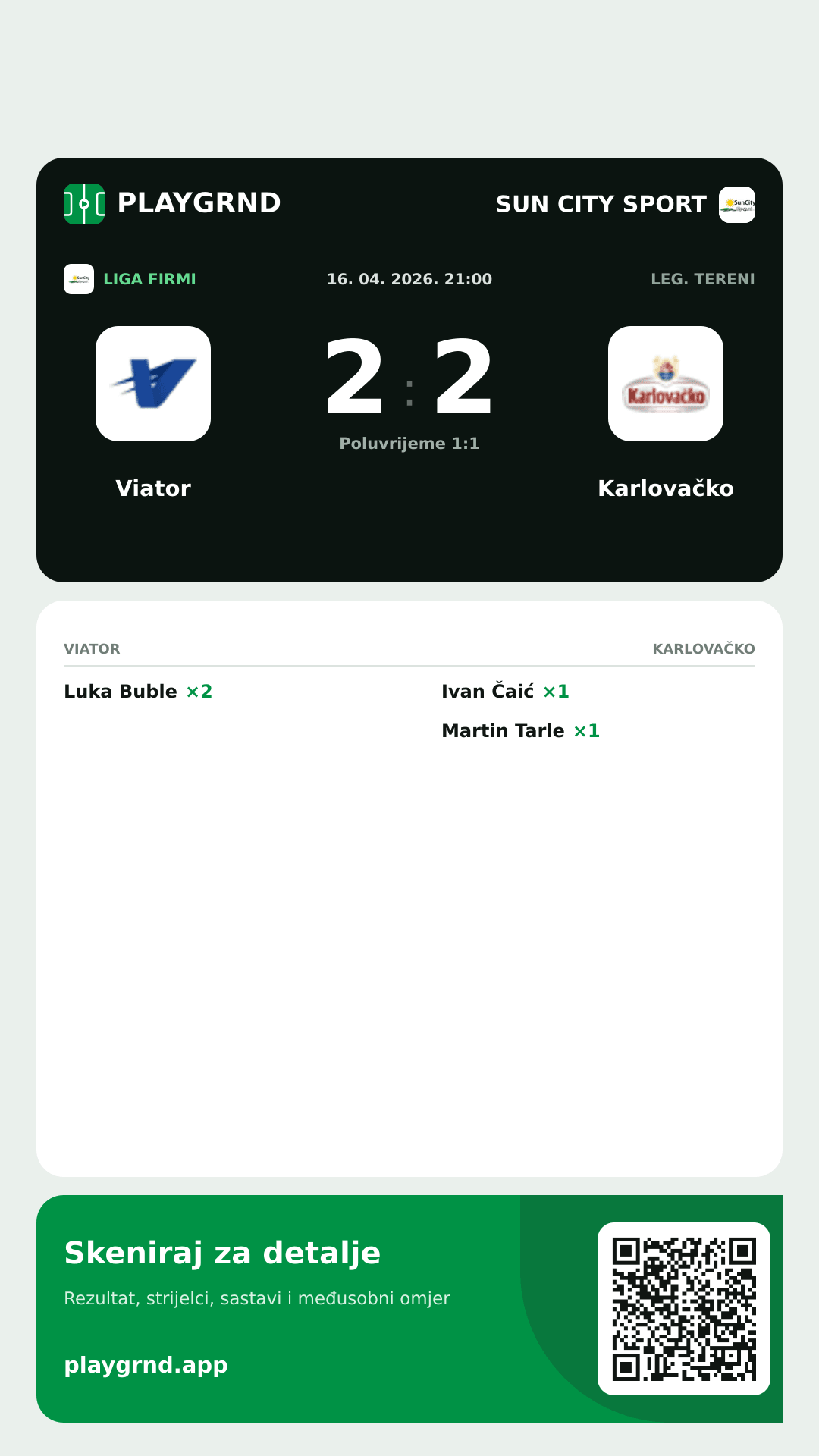Story image: Viator 2:2 Karlovačko