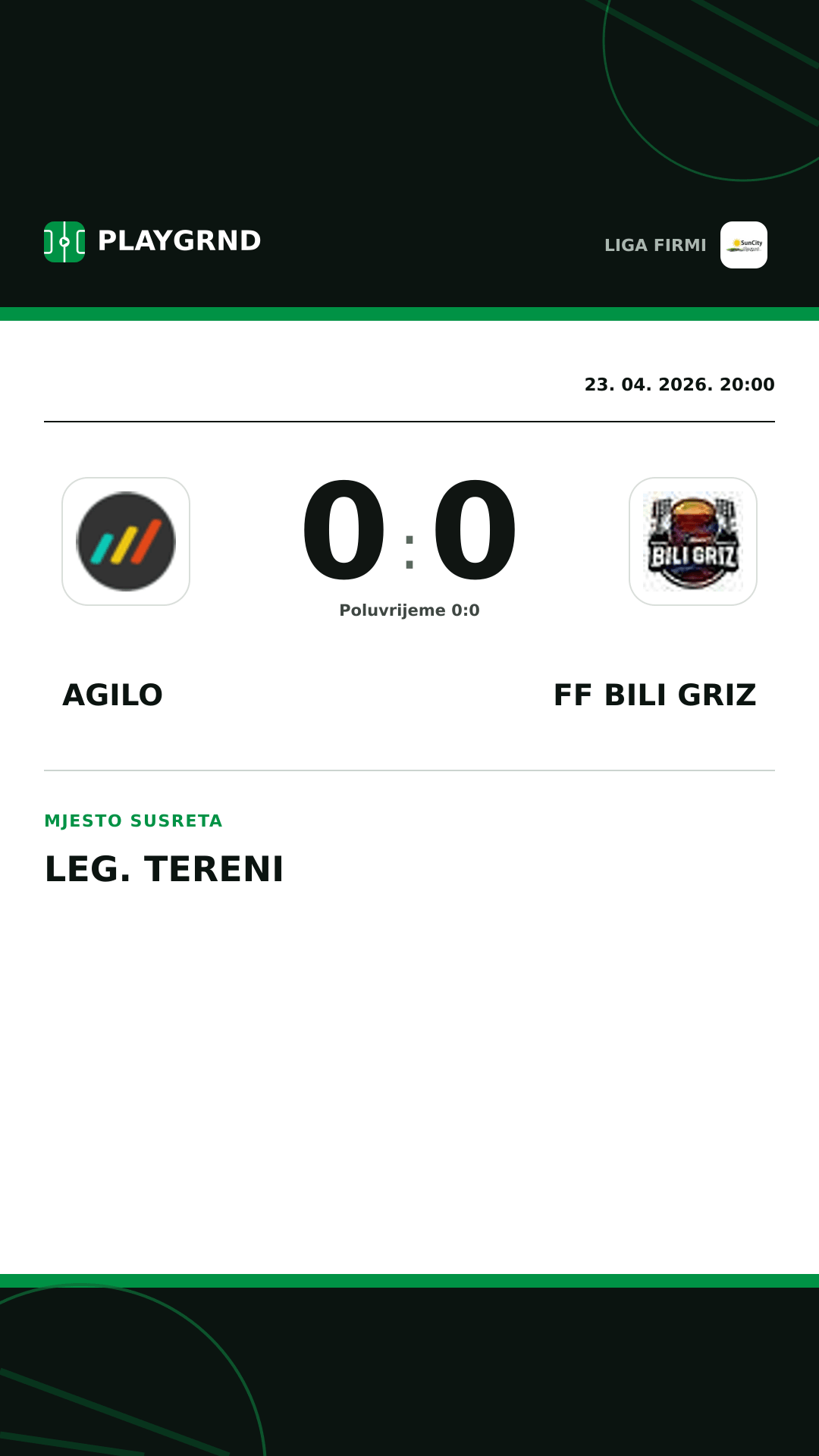 Instagram slika: Agilo 0:0 FF Bili Griz
