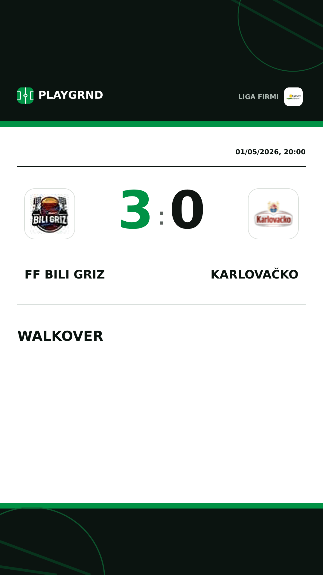 Instagram artwork: FF Bili Griz 3:0 Karlovačko