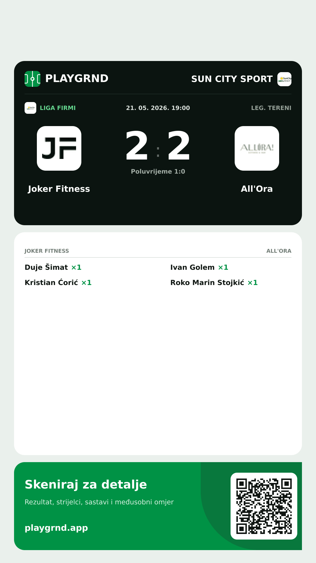 Story slika: Joker Fitness 2:2 All'Ora