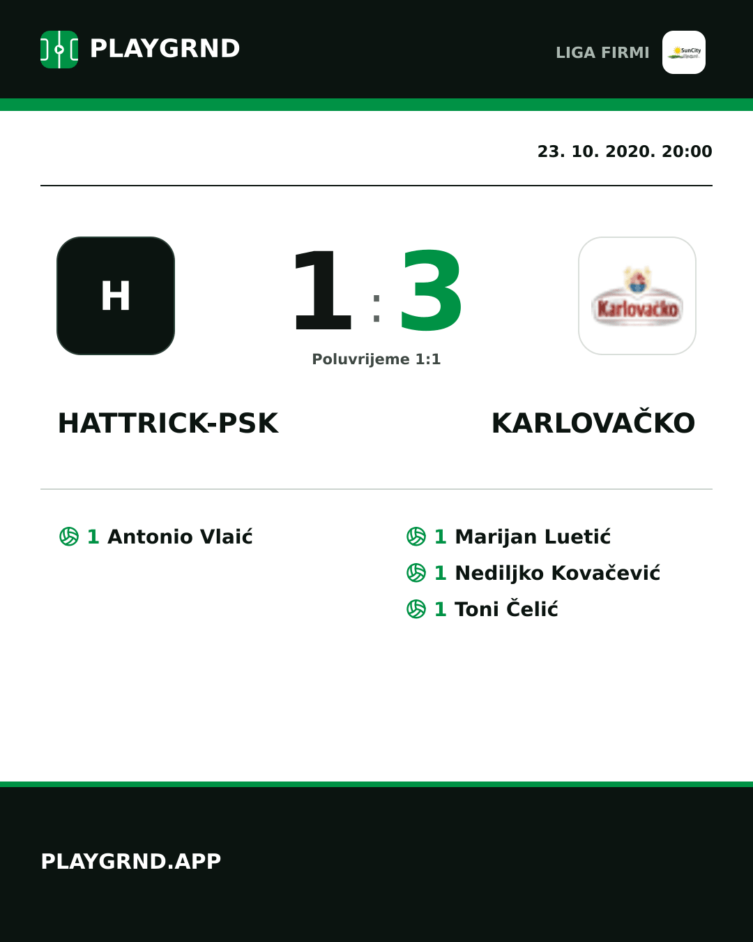 Instagram slika: Hattrick-Psk 1:3 Karlovačko
