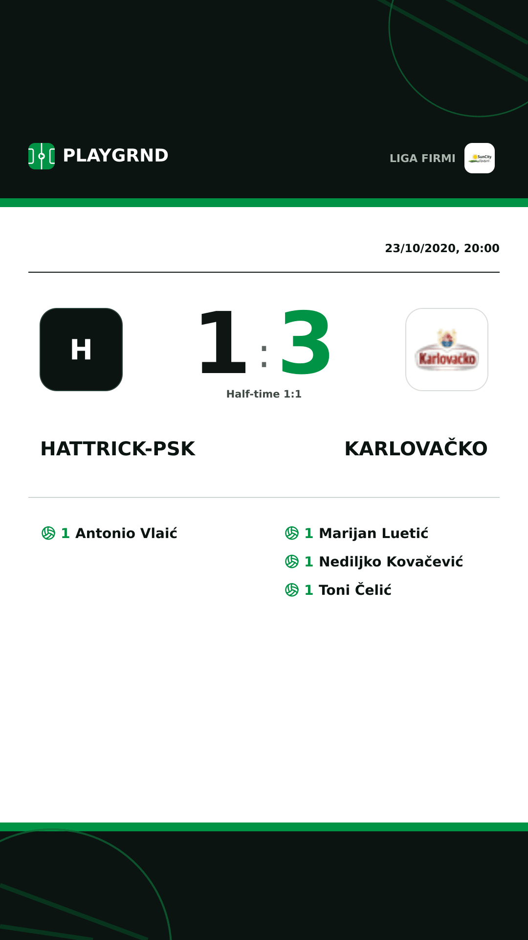 Instagram artwork: Hattrick-Psk 1:3 Karlovačko