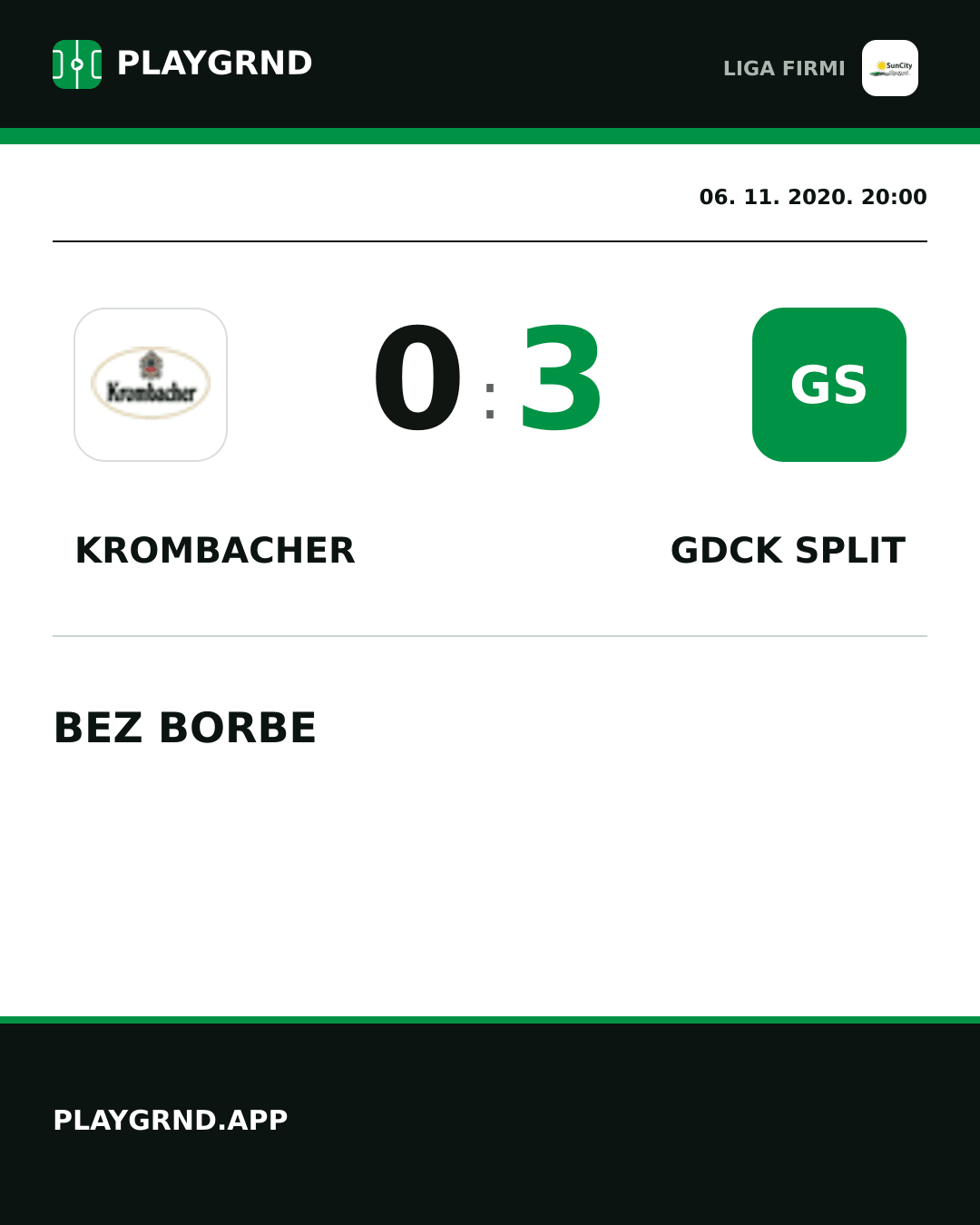 Instagram slika: Krombacher 0:3 Gdck Split