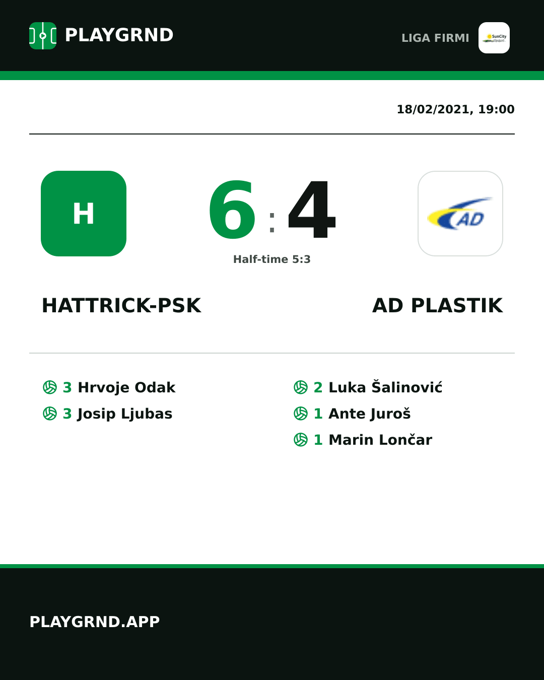 Instagram artwork: Hattrick-Psk 6:4 AD Plastik