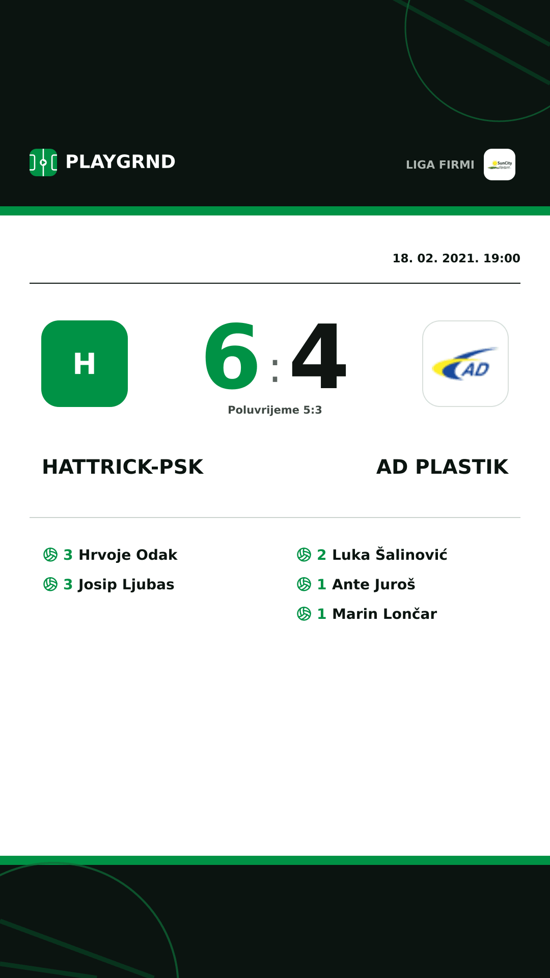 Instagram slika: Hattrick-Psk 6:4 AD Plastik