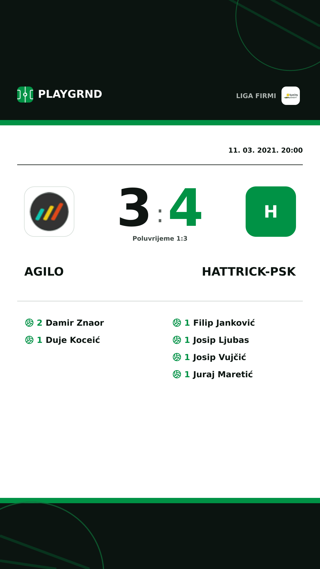 Instagram slika: Agilo 3:4 Hattrick-Psk