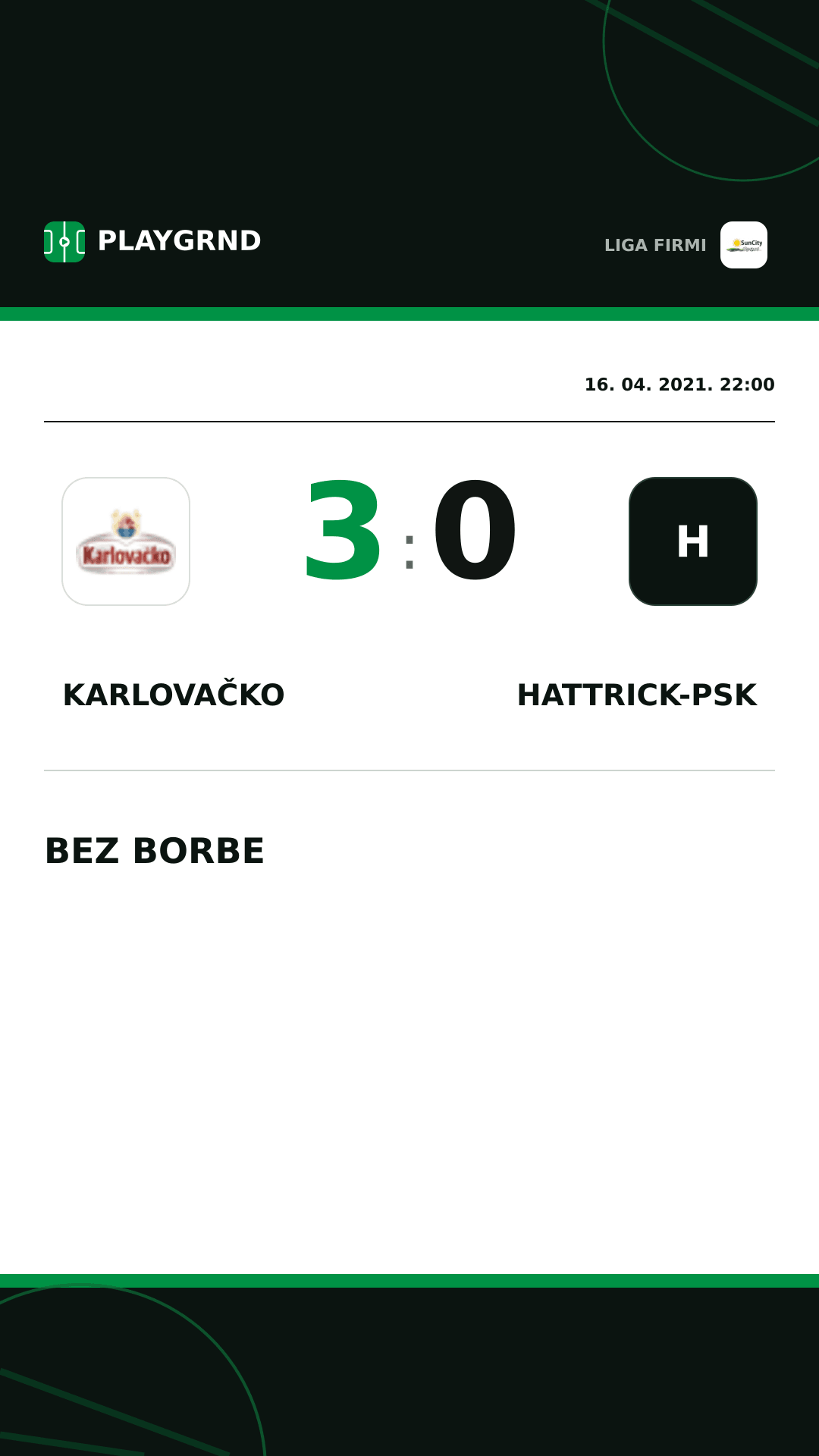 Instagram slika: Karlovačko 3:0 Hattrick-Psk