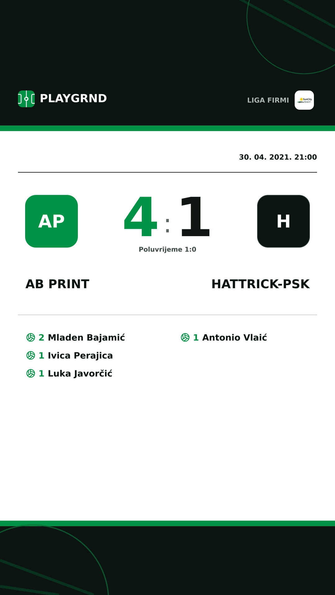 Instagram slika: AB Print 4:1 Hattrick-Psk