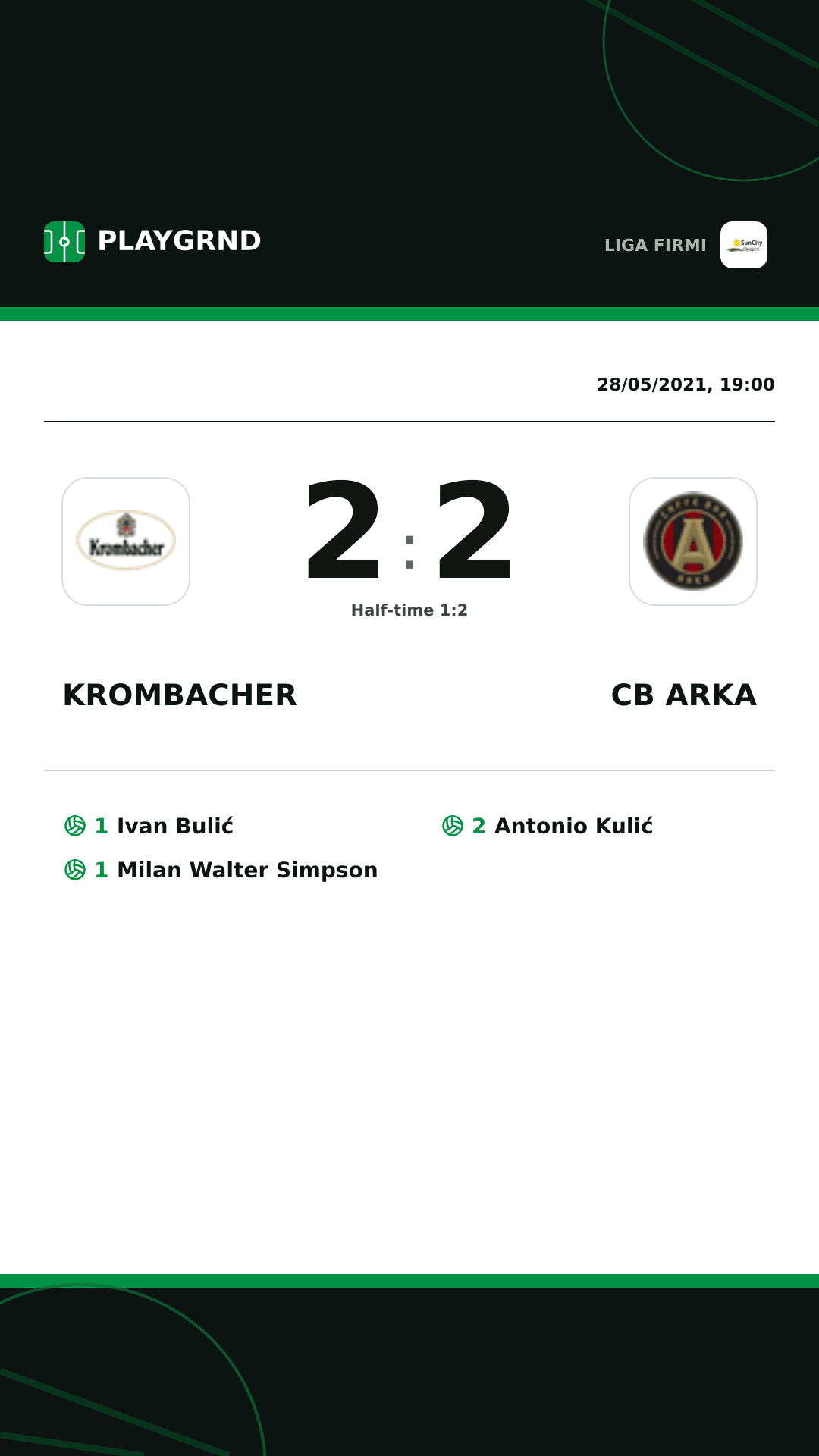 Instagram artwork: Krombacher 2:2 CB Arka