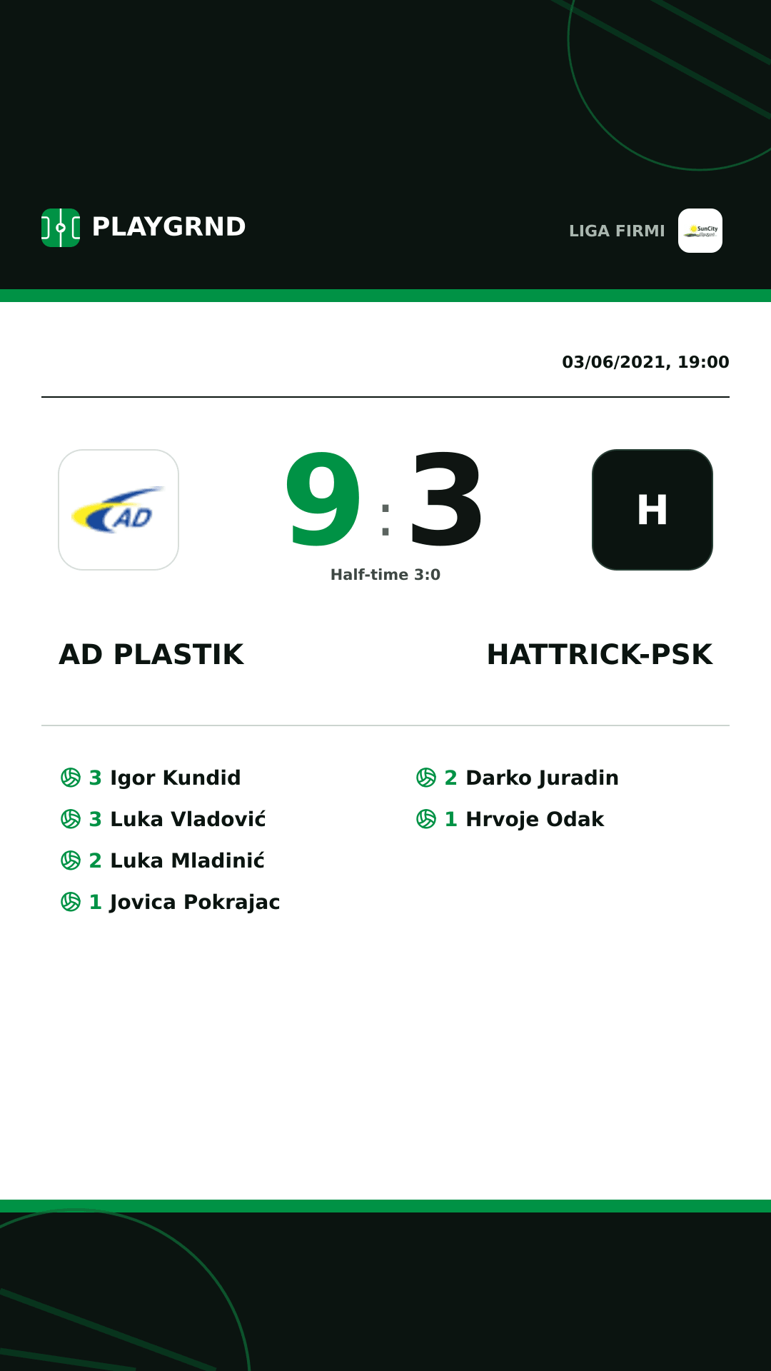Instagram artwork: AD Plastik 9:3 Hattrick-Psk