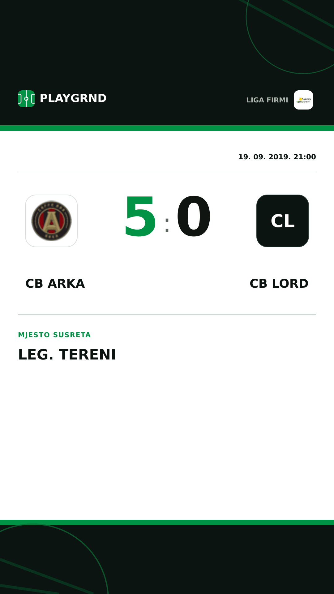 Instagram slika: CB Arka 5:0 CB Lord