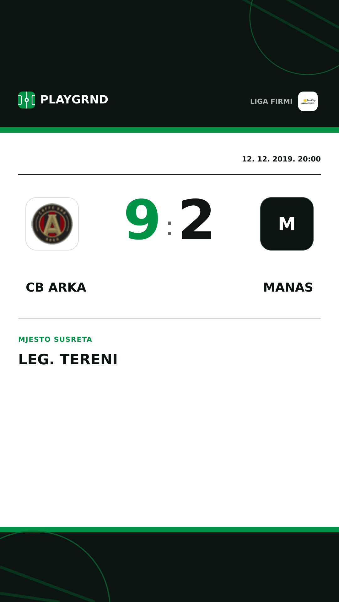 Instagram slika: CB Arka 9:2 Manas