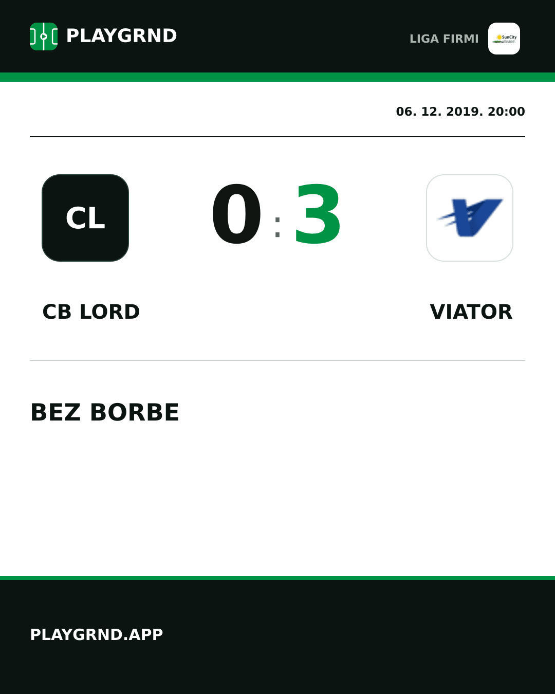 Instagram slika: CB Lord 0:3 Viator