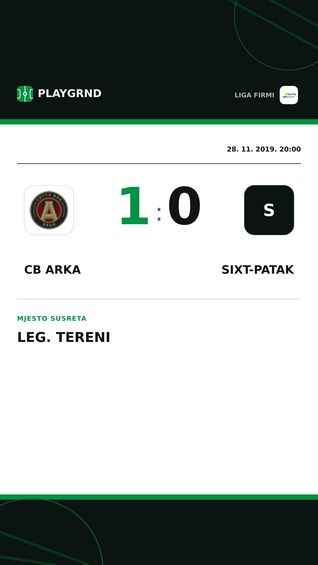 Instagram slika: CB Arka 1:0 Sixt-Patak