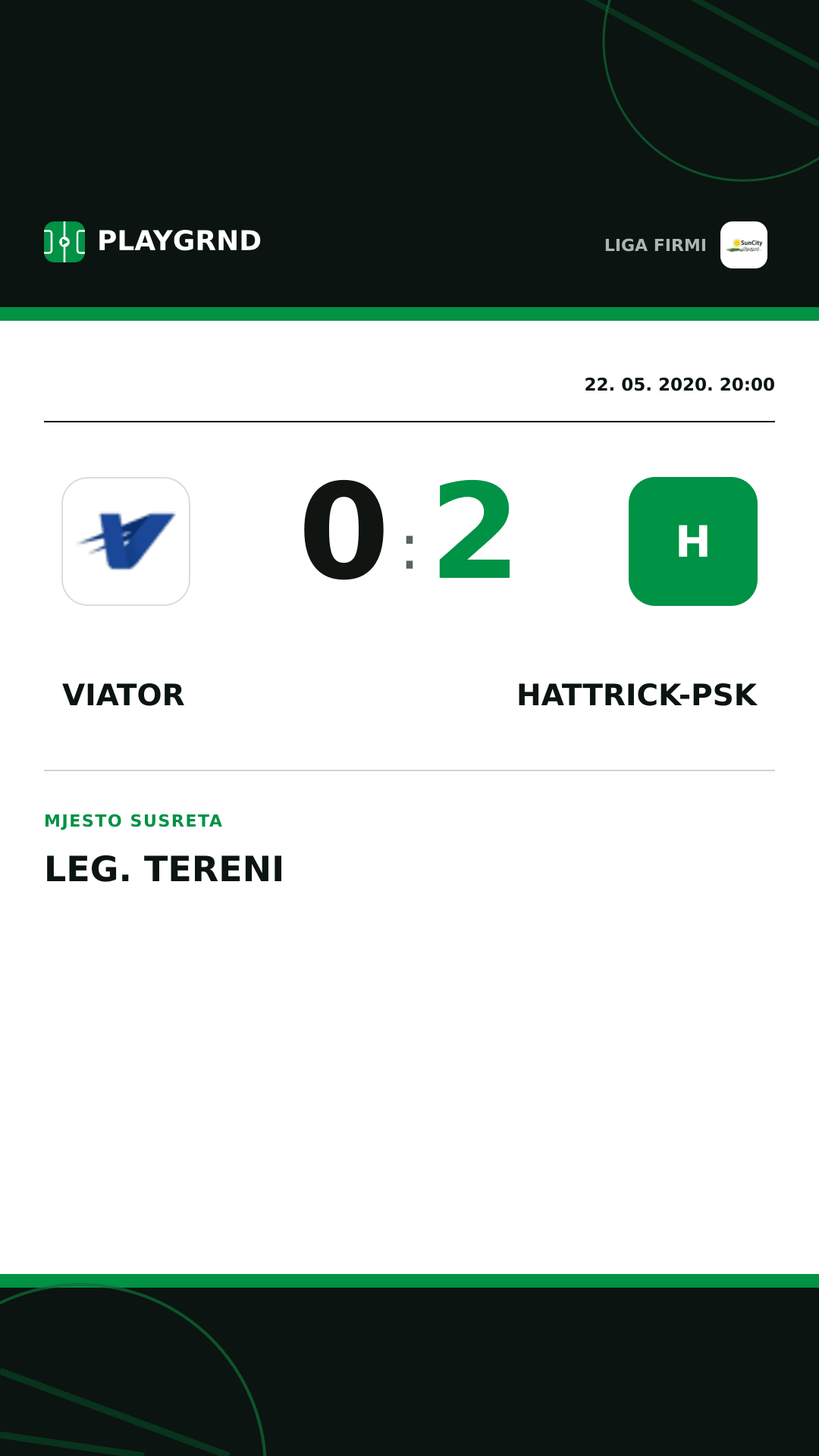 Instagram slika: Viator 0:2 Hattrick-Psk