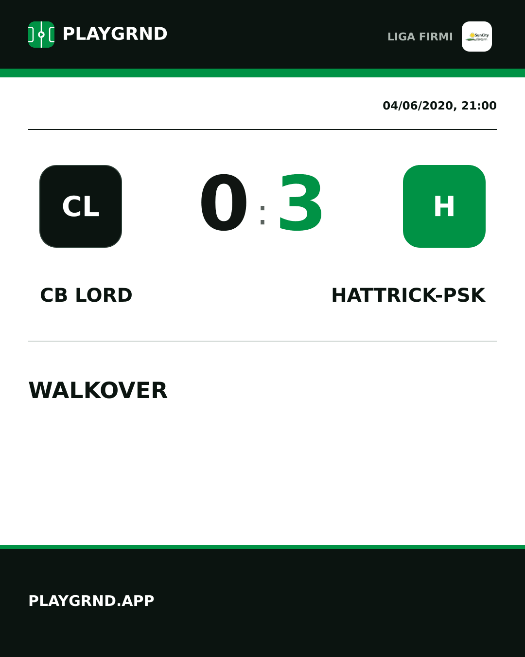 Instagram artwork: CB Lord 0:3 Hattrick-Psk