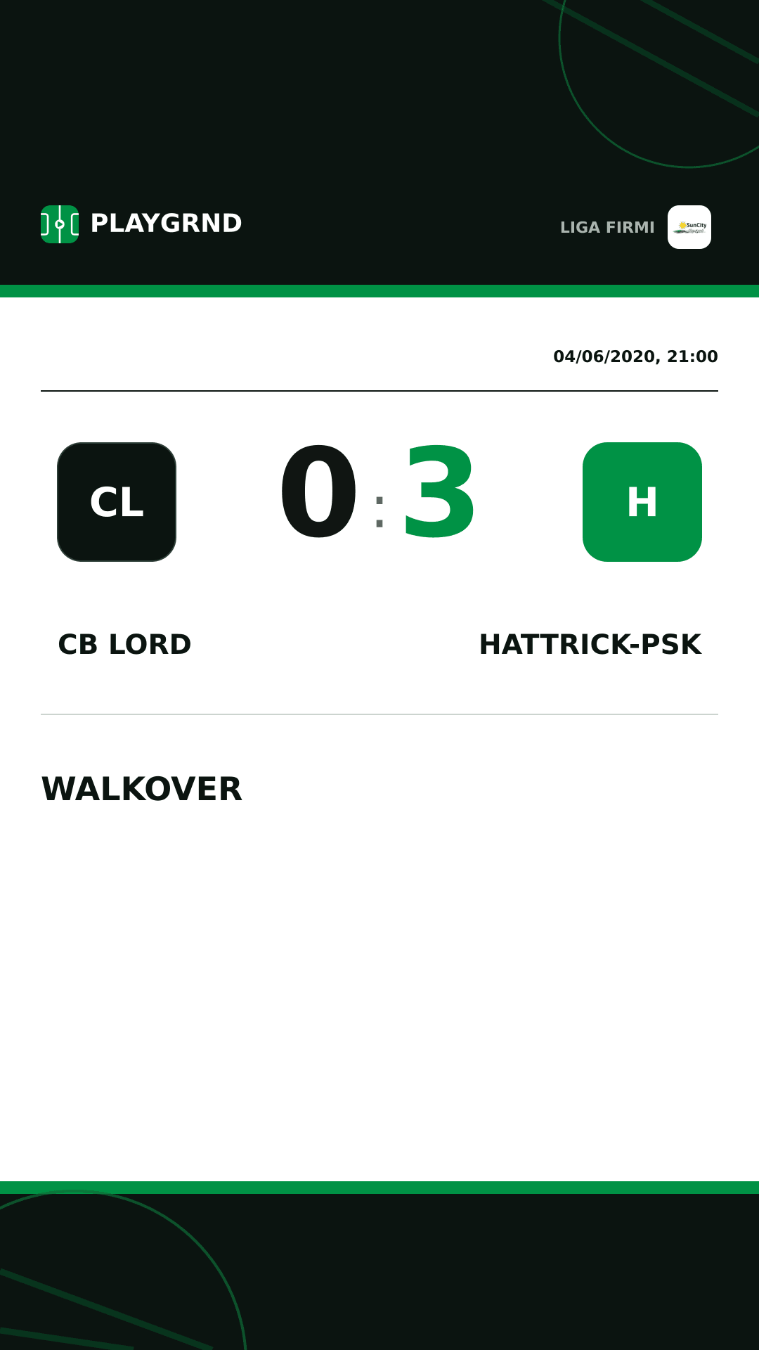 Instagram artwork: CB Lord 0:3 Hattrick-Psk