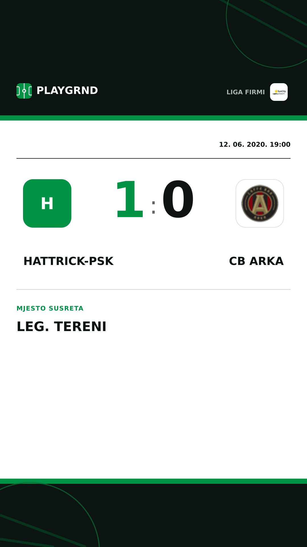 Instagram slika: Hattrick-Psk 1:0 CB Arka