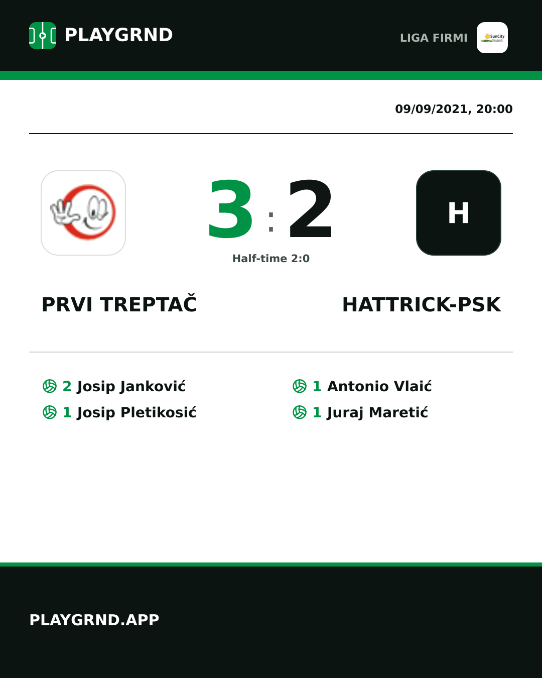 Instagram artwork: Prvi Treptač 3:2 Hattrick-Psk