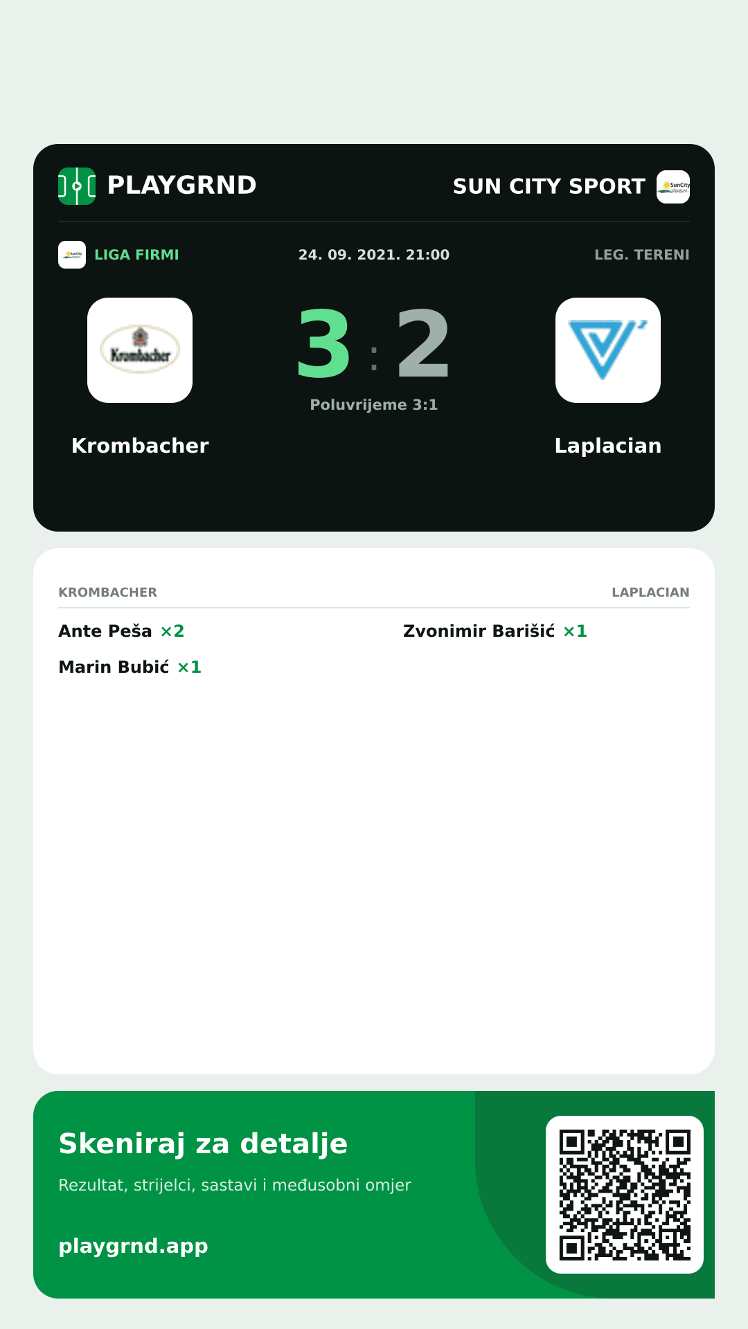 Story slika: Krombacher 3:2 Laplacian