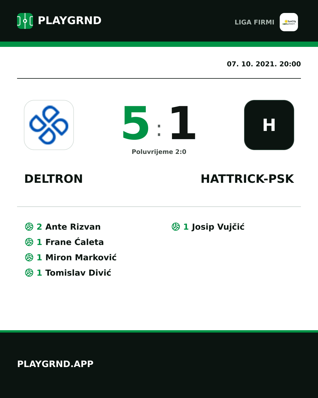Instagram slika: Deltron 5:1 Hattrick-Psk