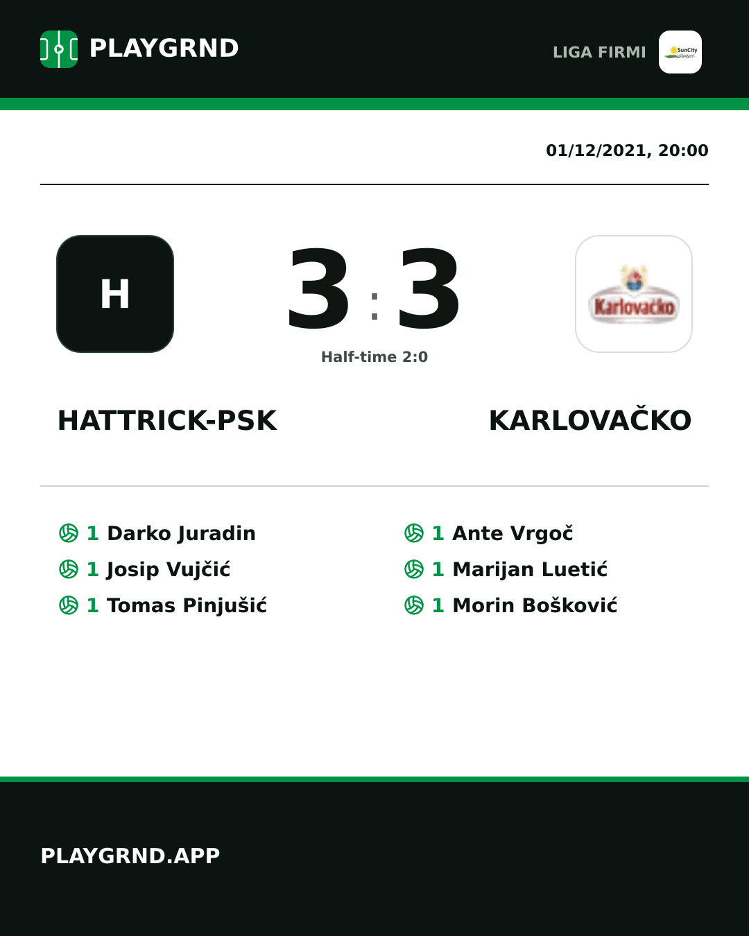 Instagram artwork: Hattrick-Psk 3:3 Karlovačko