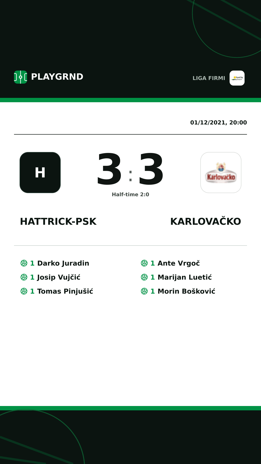 Instagram artwork: Hattrick-Psk 3:3 Karlovačko