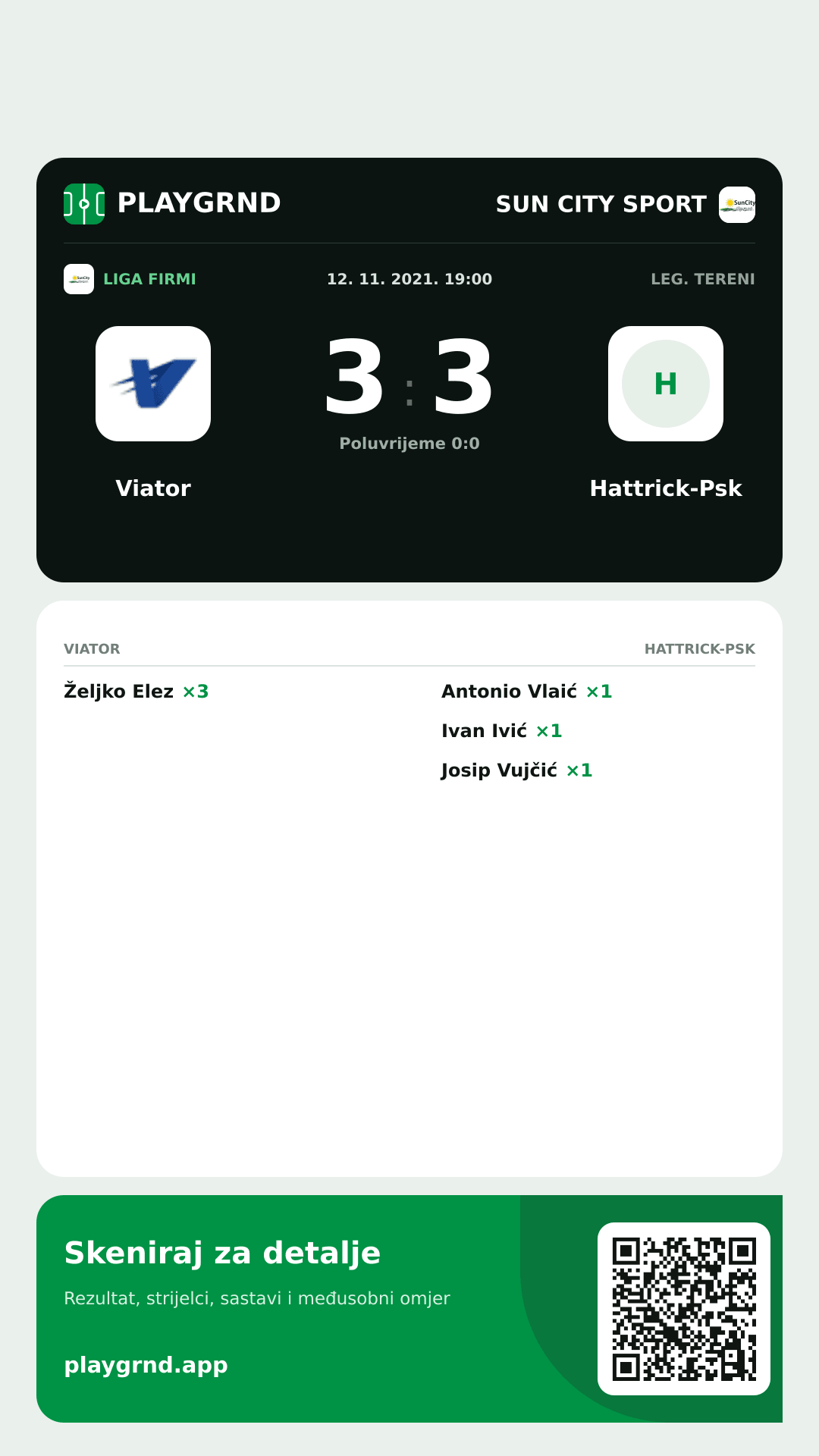 Story image: Viator 3:3 Hattrick-Psk