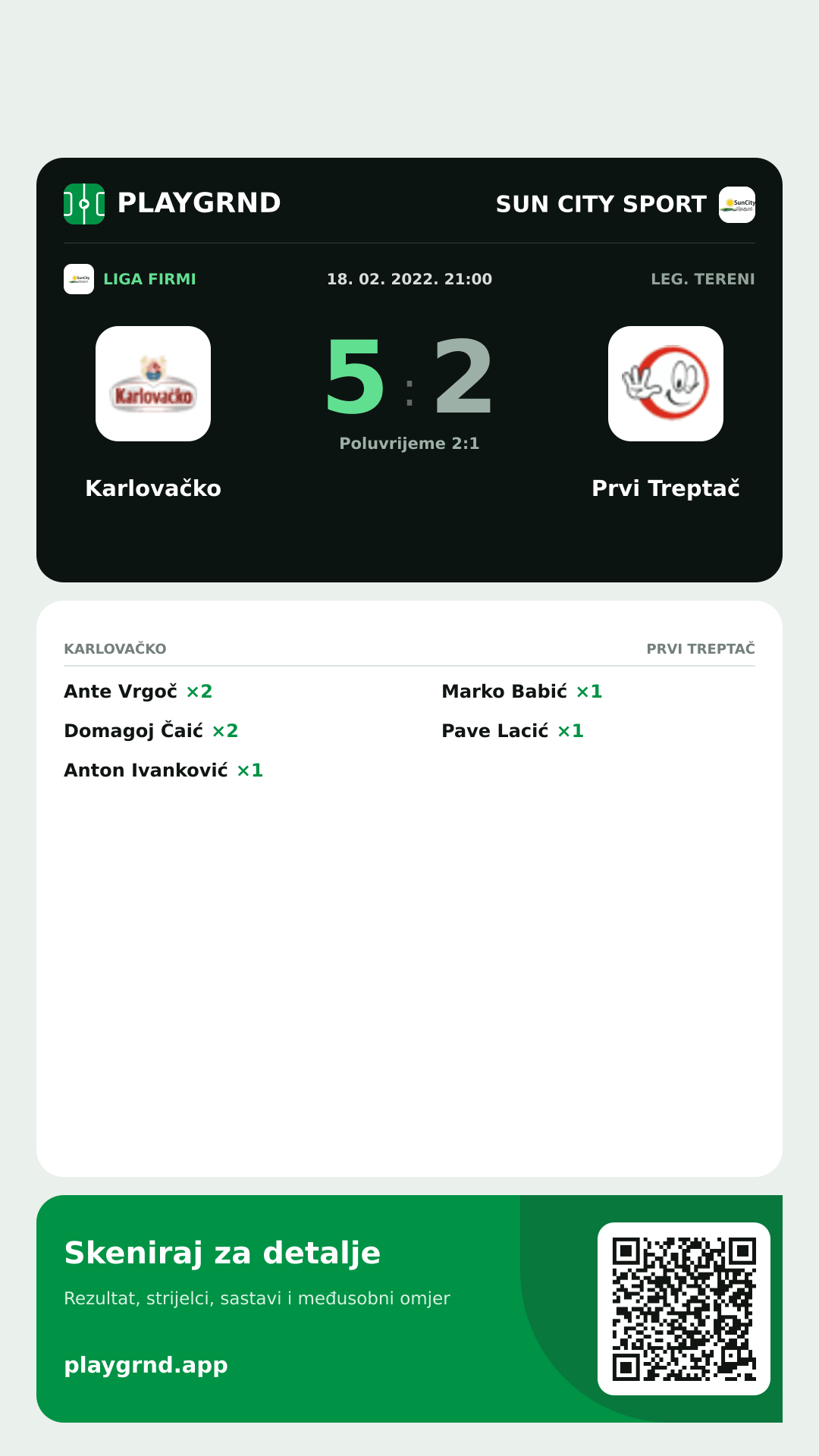 Story slika: Karlovačko 5:2 Prvi Treptač