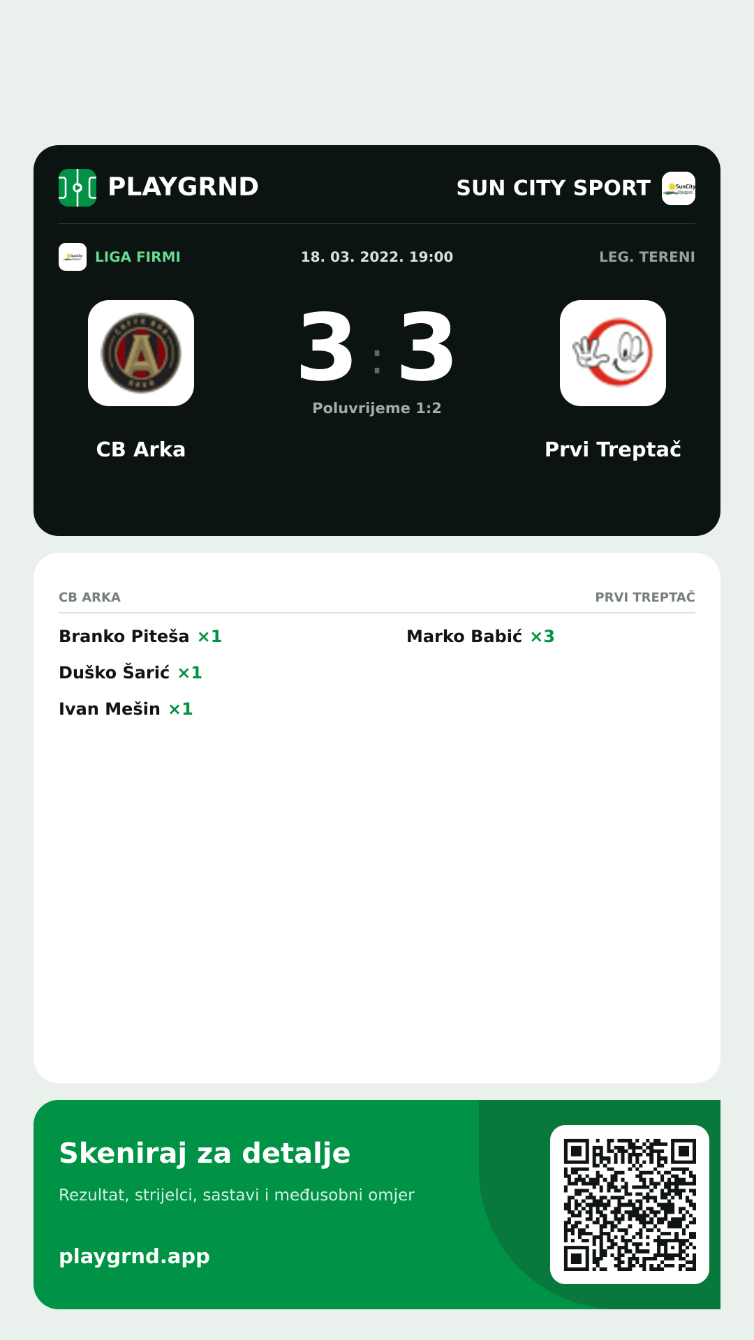 Story slika: CB Arka 3:3 Prvi Treptač