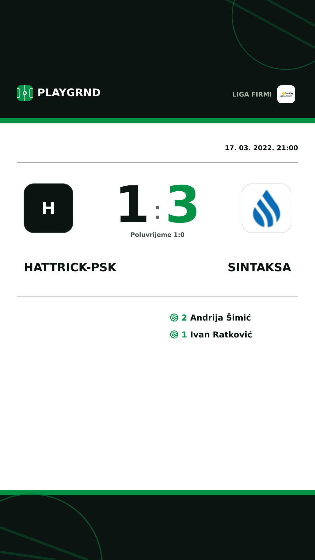 Instagram slika: Hattrick-Psk 1:3 Sintaksa