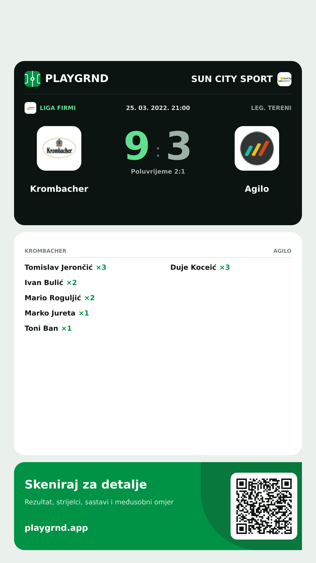 Story slika: Krombacher 9:3 Agilo