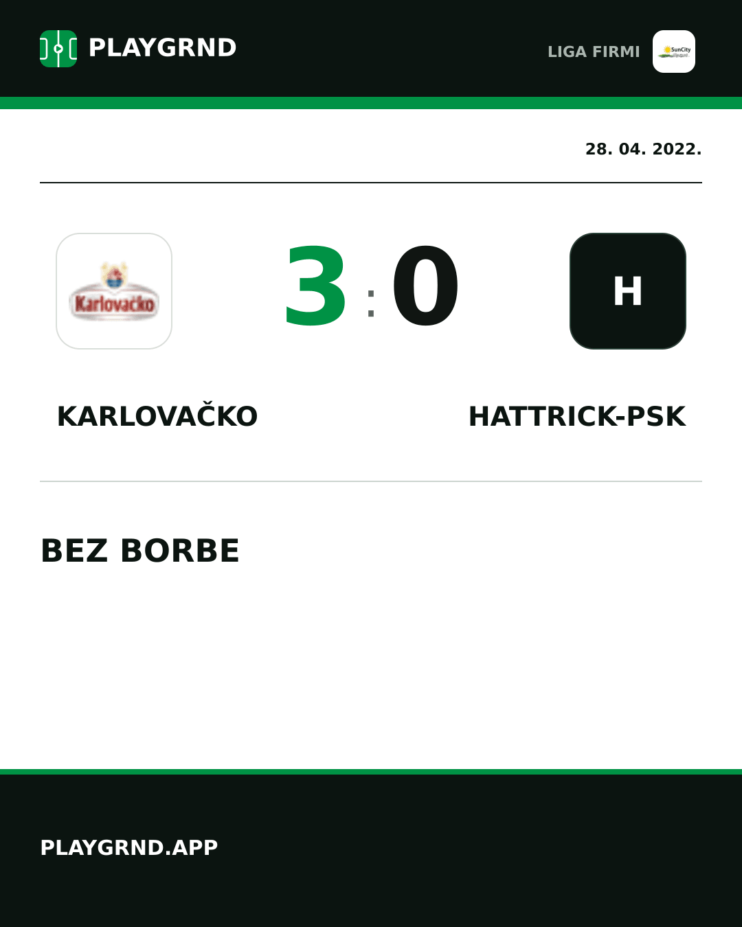 Instagram slika: Karlovačko 3:0 Hattrick-Psk