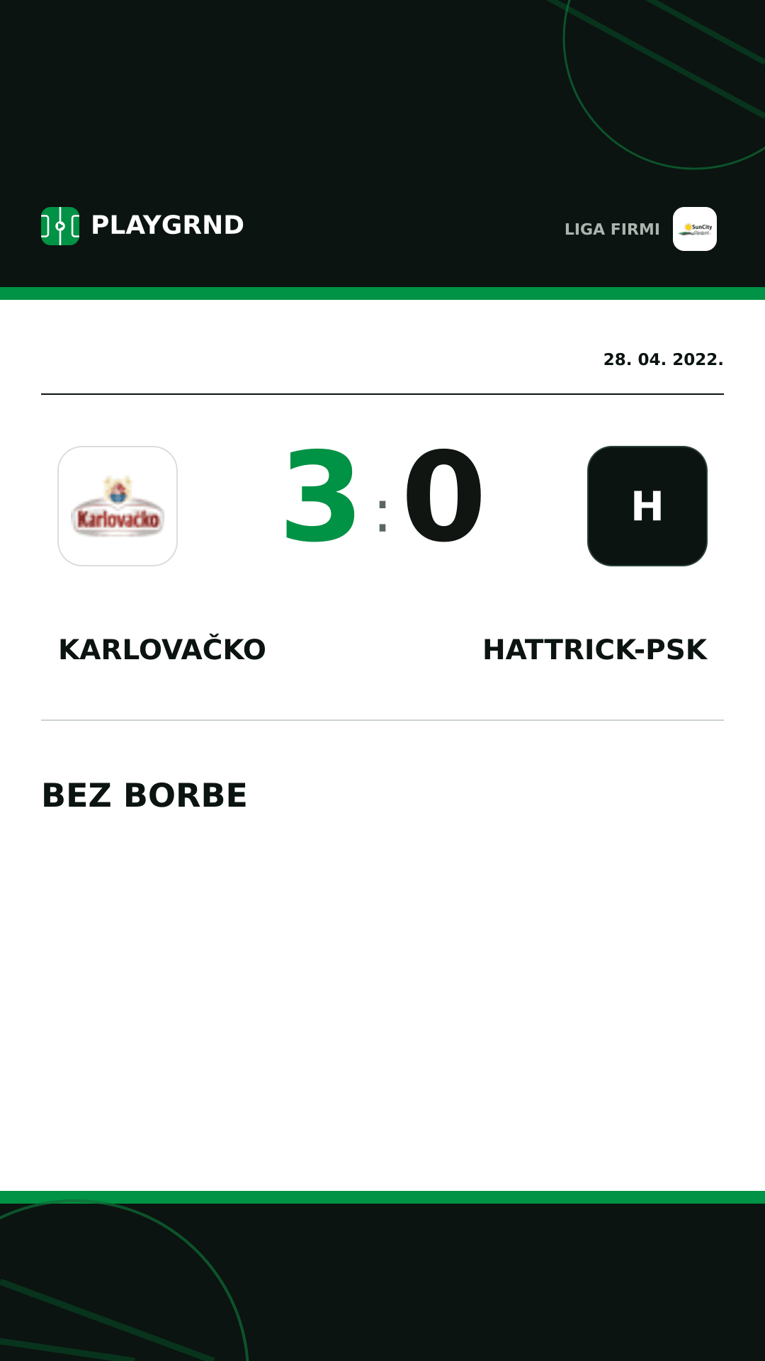 Instagram slika: Karlovačko 3:0 Hattrick-Psk