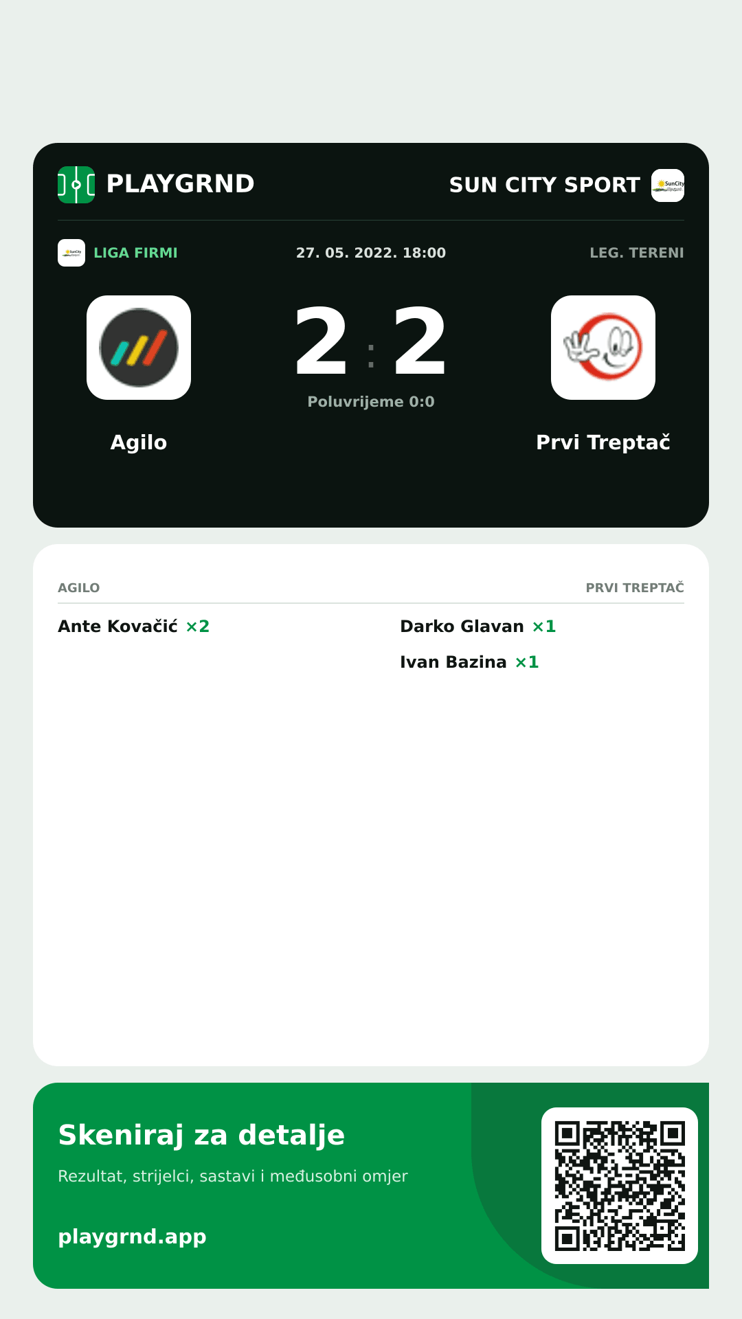 Story image: Agilo 2:2 Prvi Treptač