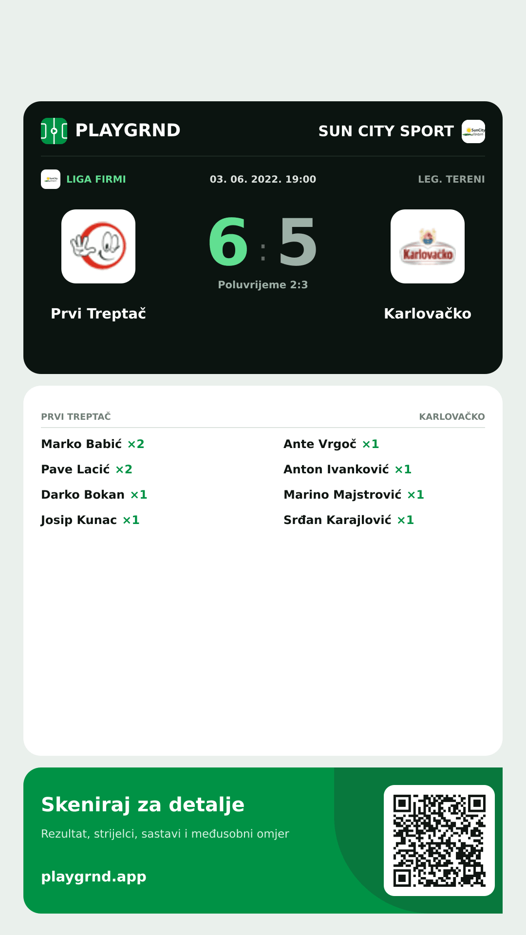 Story slika: Prvi Treptač 6:5 Karlovačko