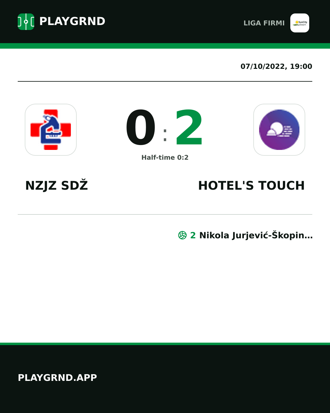 Instagram artwork: Nzjz Sdž 0:2 Hotel's Touch