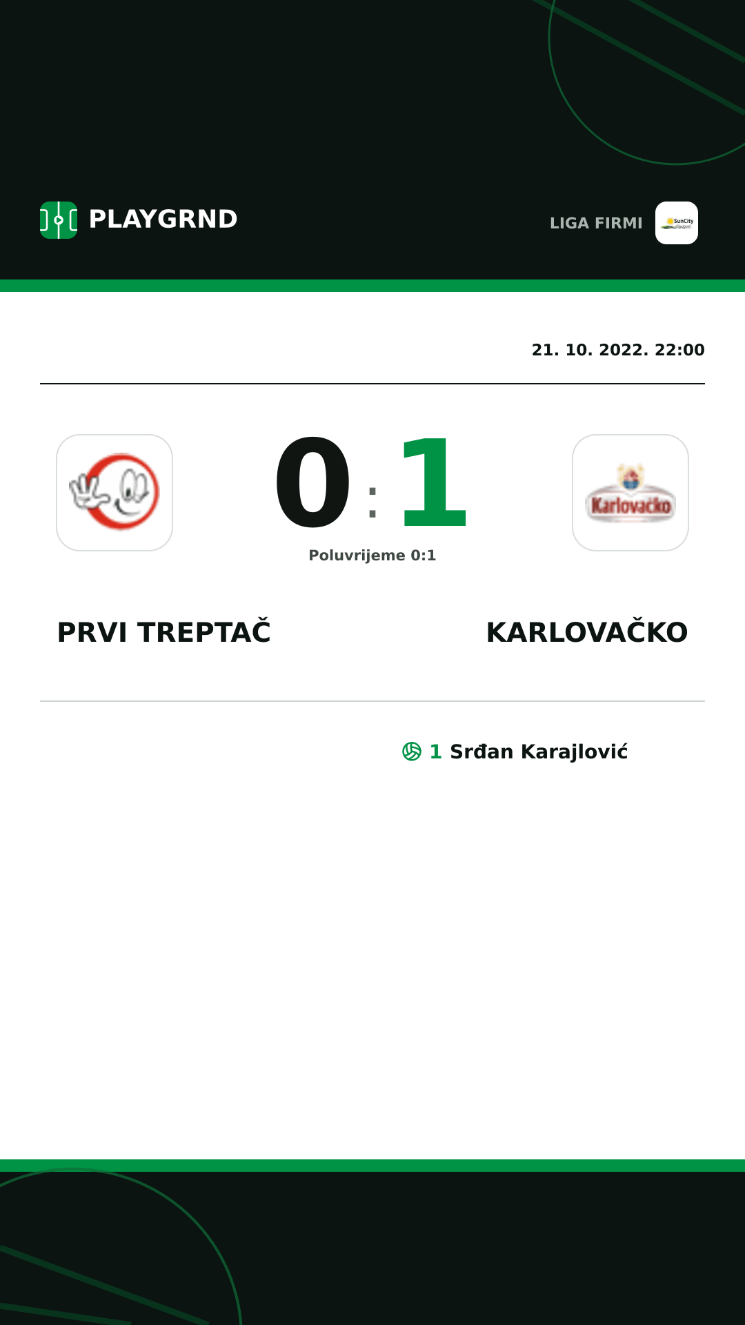 Instagram slika: Prvi Treptač 0:1 Karlovačko
