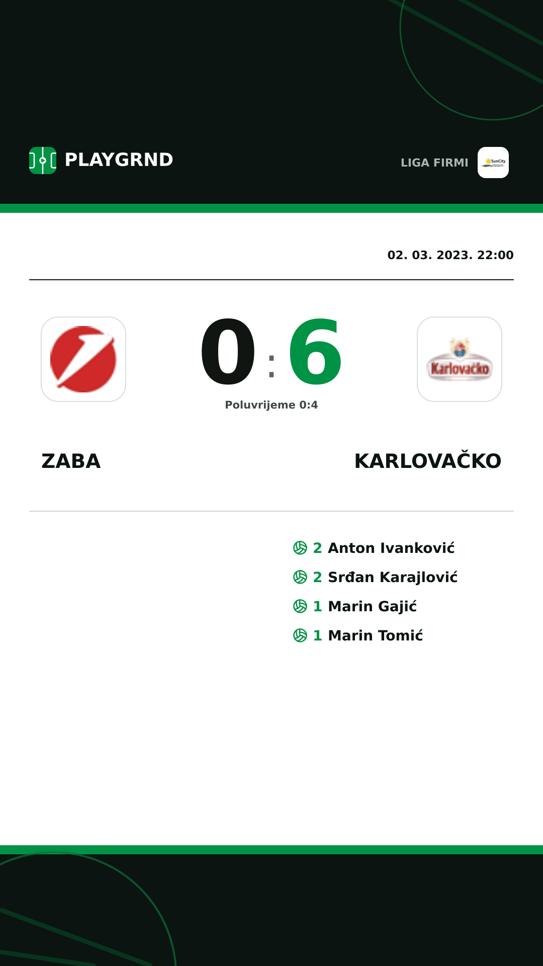 Instagram slika: Zaba 0:6 Karlovačko