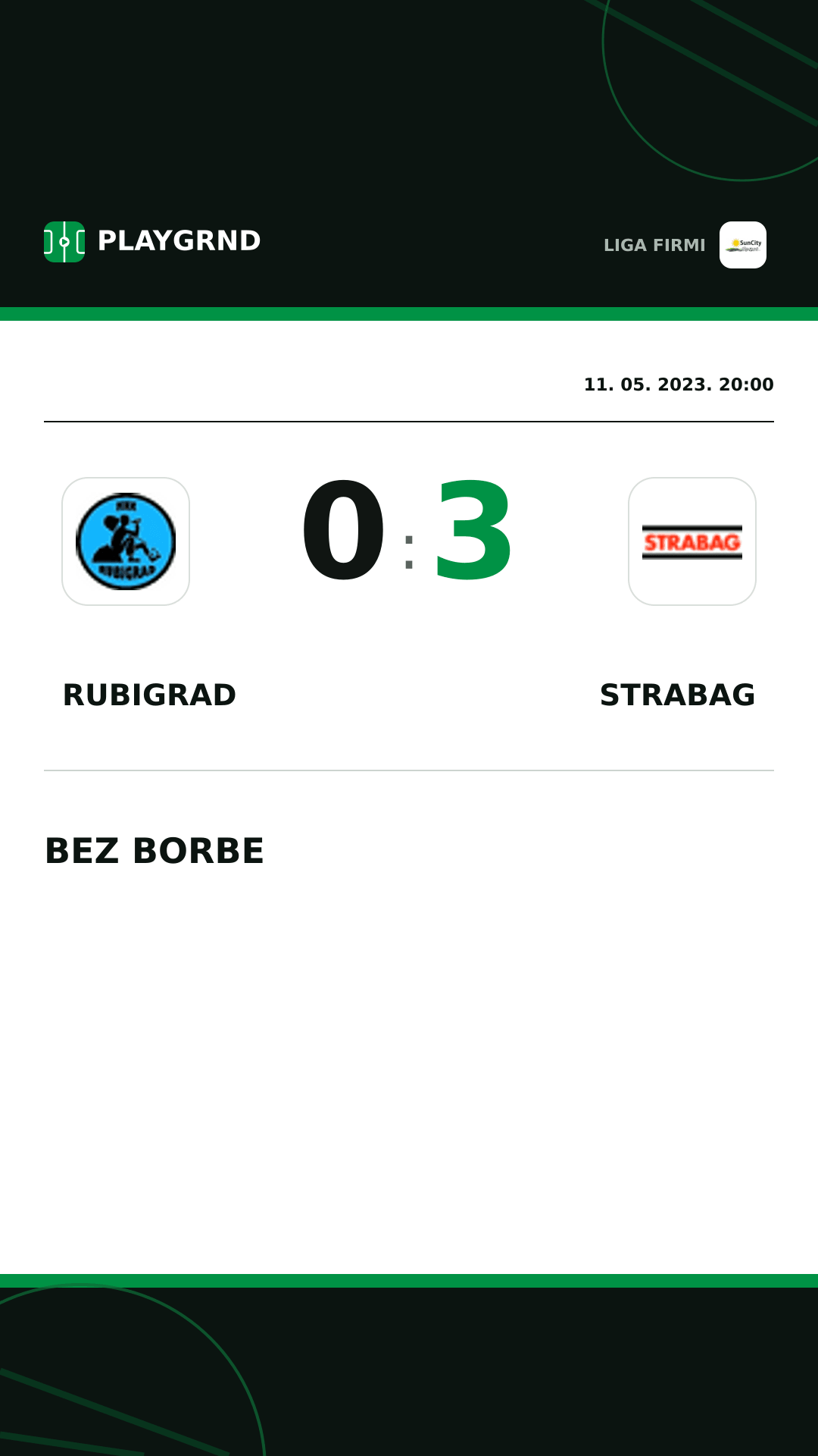 Instagram slika: Rubigrad 0:3 Strabag