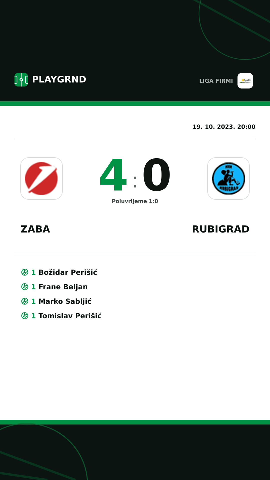 Instagram slika: Zaba 4:0 Rubigrad