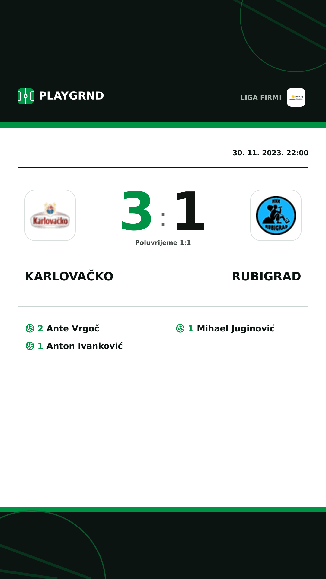 Instagram slika: Karlovačko 3:1 Rubigrad