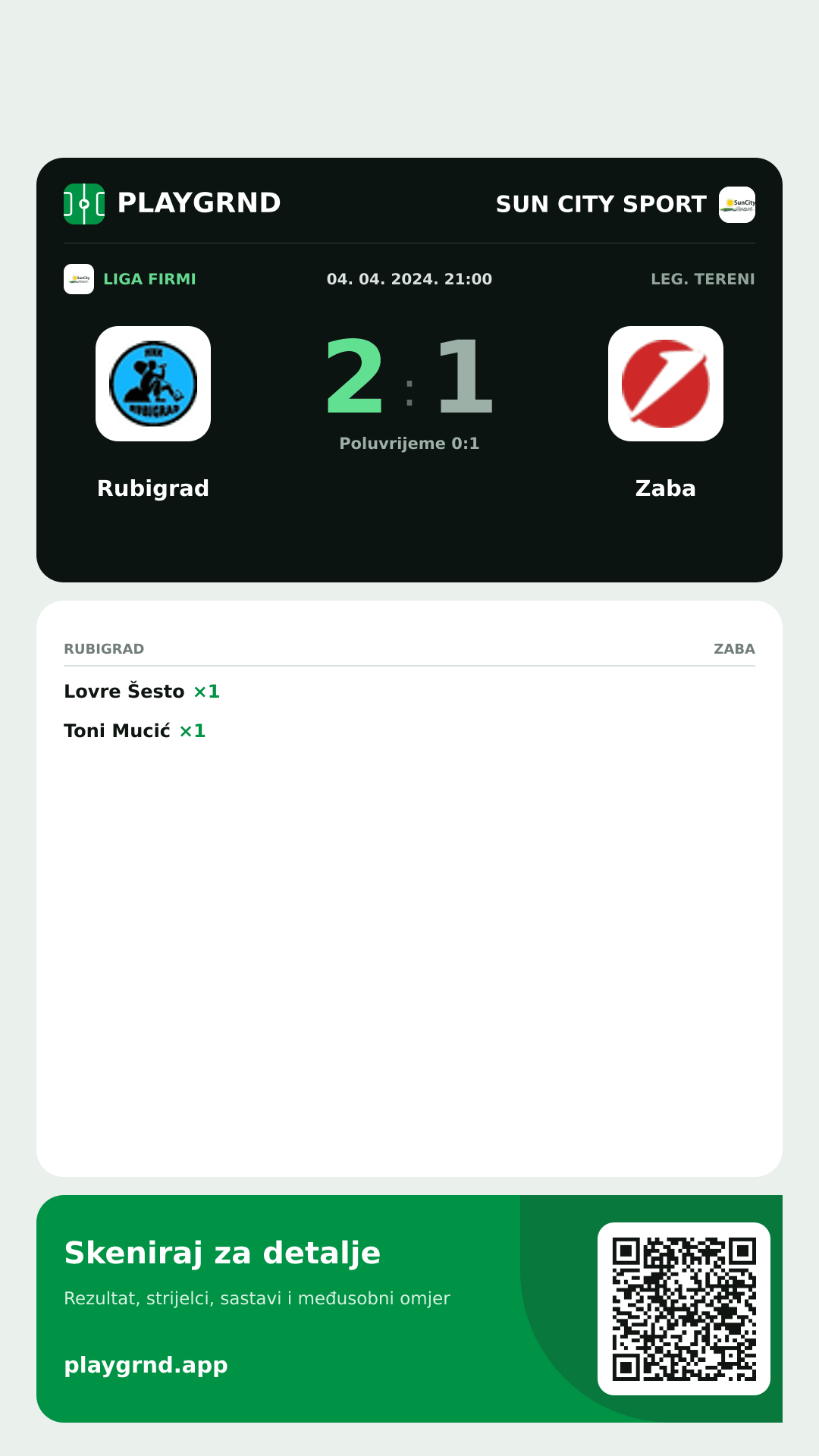 Story slika: Rubigrad 2:1 Zaba
