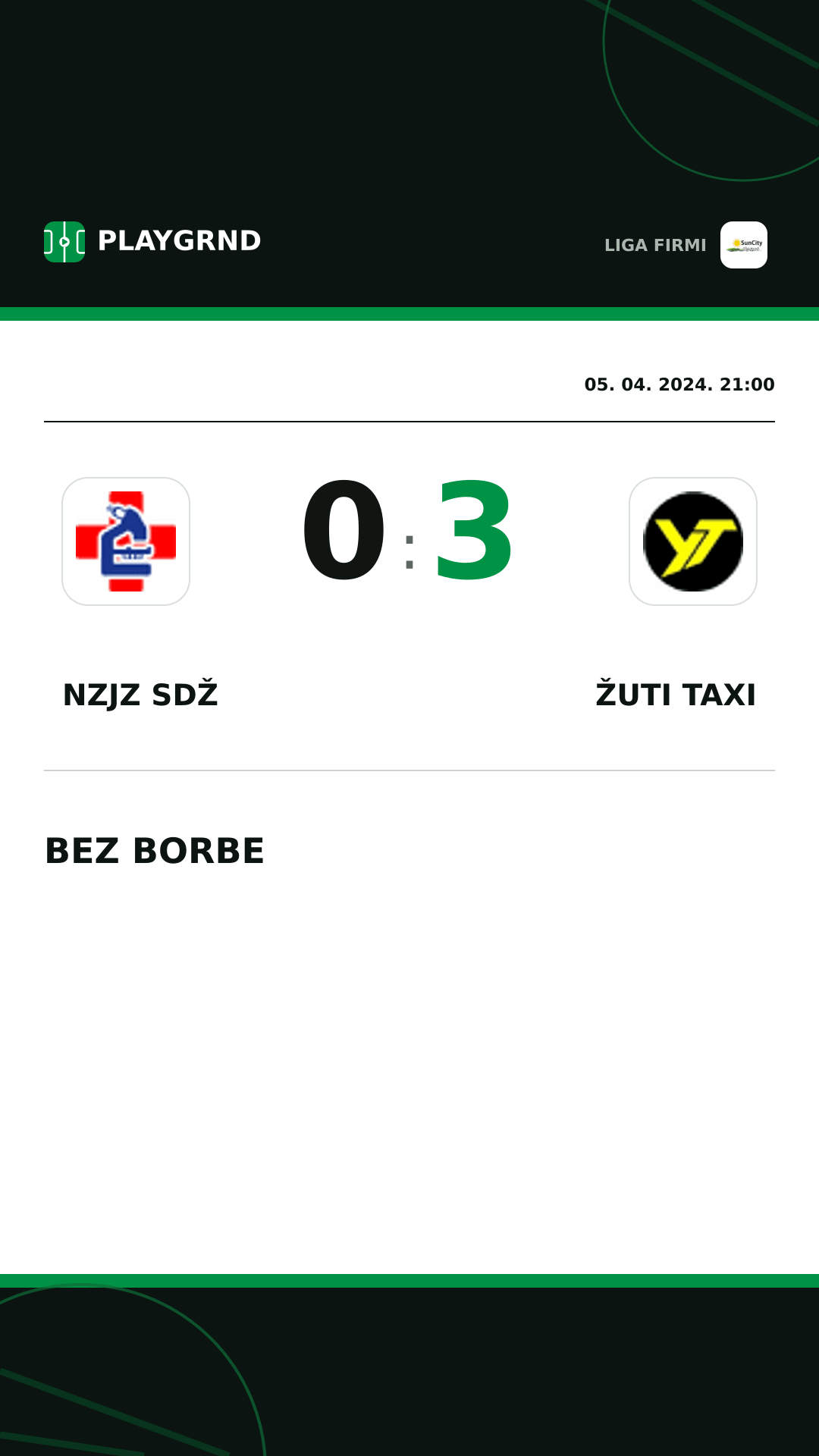 Instagram slika: Nzjz Sdž 0:3 Žuti Taxi