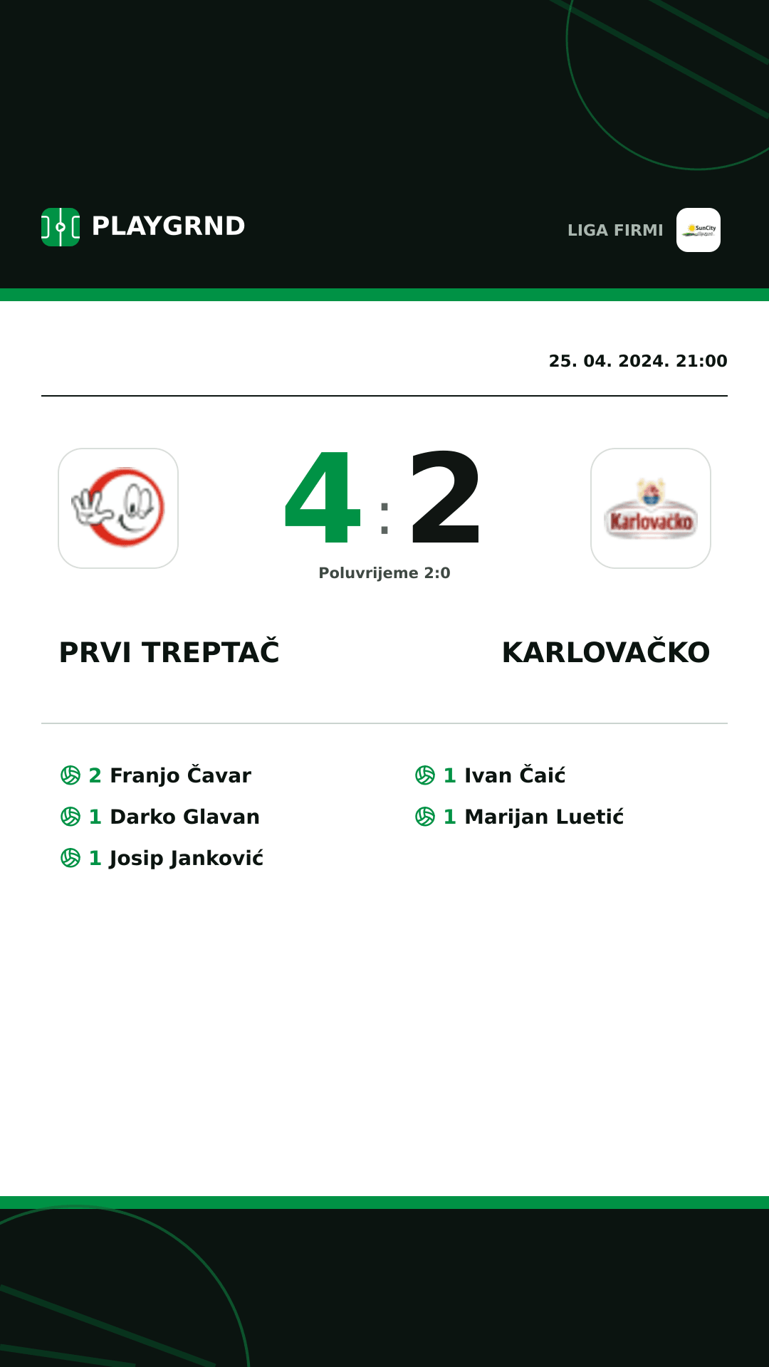 Instagram slika: Prvi Treptač 4:2 Karlovačko