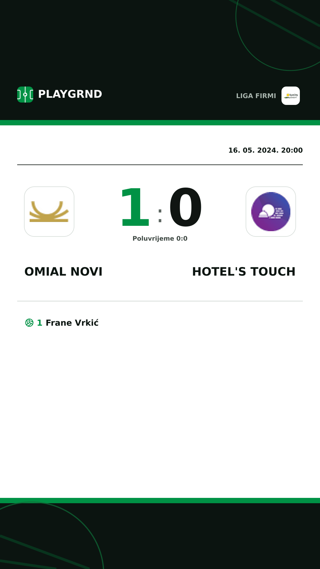 Instagram slika: Omial Novi 1:0 Hotel's Touch